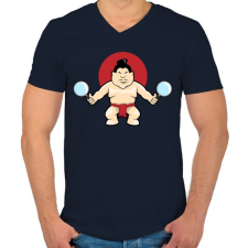 PRINTFASHION Sumo - Férfi V-nyakú póló - Sötétkék férfi póló