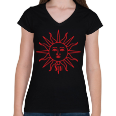 PRINTFASHION Sun-Moon - Női - Női V-nyakú póló - Fekete
