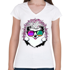 PRINTFASHION Süni - Női V-nyakú póló - Fehér női póló