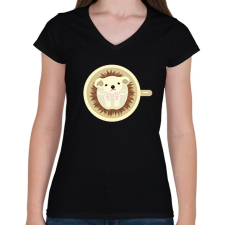 PRINTFASHION süni - Női V-nyakú póló - Fekete női póló