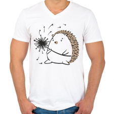 PRINTFASHION Süni pitypanggal - Férfi V-nyakú póló - Fehér férfi póló