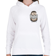 PRINTFASHION Süni zsebben - Női kapucnis pulóver - Fehér női pulóver, kardigán