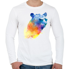 PRINTFASHION Sunny bear - Férfi hosszú ujjú póló - Fehér férfi póló