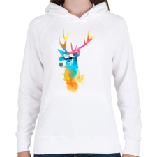 PRINTFASHION Sunny stag - Női kapucnis pulóver - Fehér női pulóver, kardigán