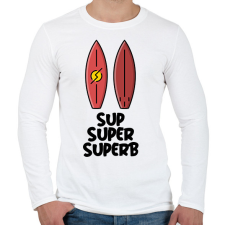 PRINTFASHION SUP SUPER SUPERB - Férfi hosszú ujjú póló - Fehér férfi póló