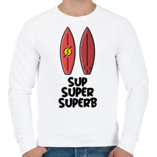 PRINTFASHION SUP SUPER SUPERB - Férfi pulóver - Fehér férfi pulóver, kardigán