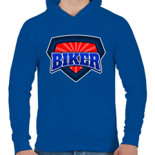 PRINTFASHION SUPER BIKER - Férfi kapucnis pulóver - Királykék férfi pulóver, kardigán