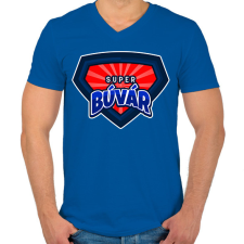 PRINTFASHION SUPER BÚVÁR - Férfi V-nyakú póló - Királykék férfi póló