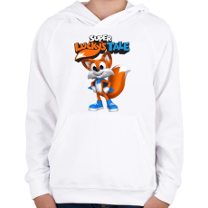 PRINTFASHION Super Lucky's Tale - Gyerek kapucnis pulóver - Fehér