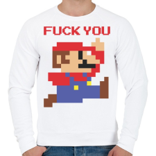 PRINTFASHION Super Mario - Fuck You - Férfi pulóver - Fehér férfi pulóver, kardigán