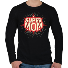 PRINTFASHION Super Mom - Férfi hosszú ujjú póló - Fekete