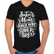 PRINTFASHION Super mom! - Férfi V-nyakú póló - Fekete férfi póló