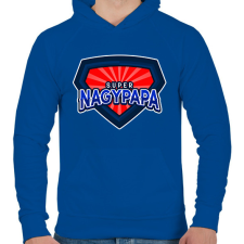 PRINTFASHION SUPER NAGYPAPA - Férfi kapucnis pulóver - Királykék férfi pulóver, kardigán