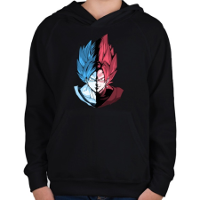 PRINTFASHION Super Saiyan Blue VS Super Saiyan Rose - Gyerek kapucnis pulóver - Fekete gyerek pulóver, kardigán