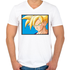 PRINTFASHION Super Saiyan Goku - Férfi V-nyakú póló - Fehér férfi póló