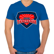 PRINTFASHION SUPER TÁNCTANÁR 2 - Férfi V-nyakú póló - Királykék férfi póló