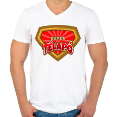PRINTFASHION SUPER TÉLAPÓ - Férfi V-nyakú póló - Fehér
