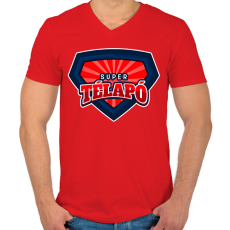 PRINTFASHION SUPER TÉLAPÓ - Férfi V-nyakú póló - Piros