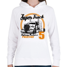 PRINTFASHION Super Truck Highway - Női kapucnis pulóver - Fehér
