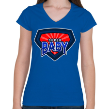 PRINTFASHION SUPERBABY - Női V-nyakú póló - Királykék női póló