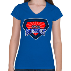 PRINTFASHION SUPERBORBÉLY - Női V-nyakú póló - Királykék
