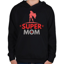 PRINTFASHION supermom2 - Gyerek kapucnis pulóver - Fekete gyerek pulóver, kardigán