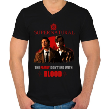 PRINTFASHION supernatural castial and jack - Férfi V-nyakú póló - Fekete férfi póló