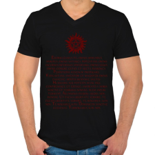 PRINTFASHION supernatural demoniac text red - Férfi V-nyakú póló - Fekete férfi póló