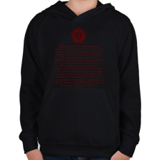 PRINTFASHION supernatural demoniac text red - Gyerek kapucnis pulóver - Fekete