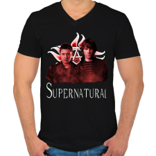 PRINTFASHION supernatural - Férfi V-nyakú póló - Fekete férfi póló