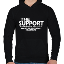 PRINTFASHION Support things - Férfi kapucnis pulóver - Fekete férfi pulóver, kardigán