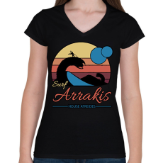 PRINTFASHION Surf Arrakis - Női V-nyakú póló - Fekete