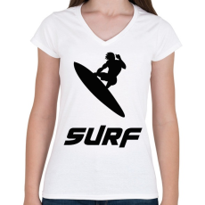 PRINTFASHION SURF - Női V-nyakú póló - Fehér