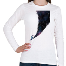 PRINTFASHION Surfing the universe - Női hosszú ujjú póló - Fehér