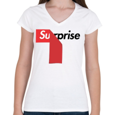 PRINTFASHION Surprise - Női V-nyakú póló - Fehér