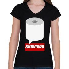 PRINTFASHION Survivor - Női V-nyakú póló - Fekete női póló