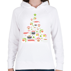 PRINTFASHION Sushi fenyőfa - Női kapucnis pulóver - Fehér