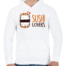 PRINTFASHION Sushi imádók - Férfi kapucnis pulóver - Fehér férfi pulóver, kardigán