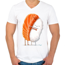 PRINTFASHION Sushi lover - Férfi V-nyakú póló - Fehér férfi póló