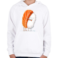 PRINTFASHION Sushi lover - Gyerek kapucnis pulóver - Fehér gyerek pulóver, kardigán