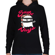 PRINTFASHION Sushi ninja - Női kapucnis pulóver - Fekete női pulóver, kardigán