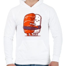 PRINTFASHION Sushi ölelés - Férfi kapucnis pulóver - Fehér