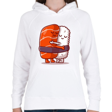 PRINTFASHION Sushi ölelés - Női kapucnis pulóver - Fehér női pulóver, kardigán