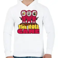 PRINTFASHION Sushi squid game - Férfi kapucnis pulóver - Fehér női pulóver, kardigán