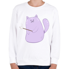 PRINTFASHION Sütögető cica - Gyerek pulóver - Fehér