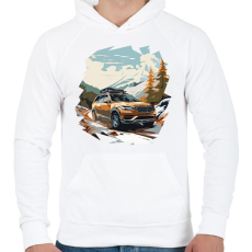 PRINTFASHION SUV a hegyekben - Férfi kapucnis pulóver - Fehér