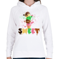 PRINTFASHION SWEET - Női kapucnis pulóver - Fehér