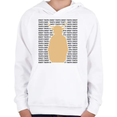PRINTFASHION Sweet Tooth - Szöveges - Gyerek kapucnis pulóver - Fehér