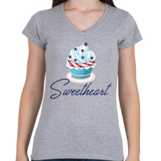 PRINTFASHION Sweetheart - Női V-nyakú póló - Sport szürke