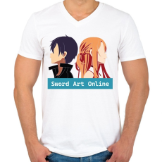 PRINTFASHION Sword Art Online - Férfi V-nyakú póló - Fehér